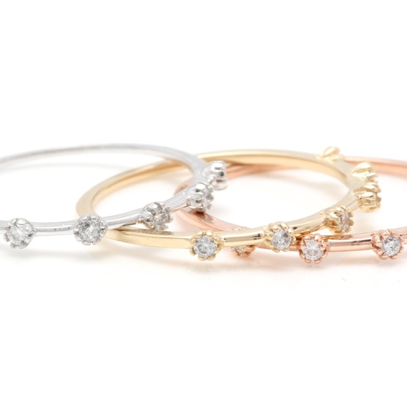 14K Multicolor Gold Set Of Stackable Diamond Rings